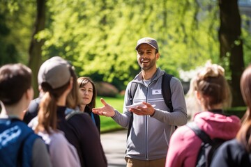 Tour guide leading a group of tourists (Generative AI)