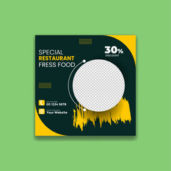 Food culinary Promotion template with photo. Social Media Post. Social media post template for food menu promotion banner frame. High resolution.
