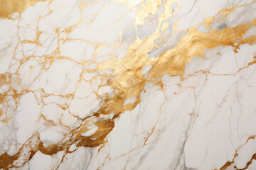 White Marble Background with Shiny Gold Pattern, Modern Design - Generative AI