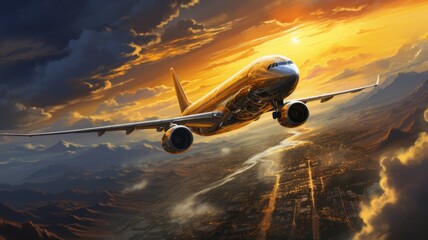 plane taking off in the background you can see the airport and the landing strip, Mexico Latin America