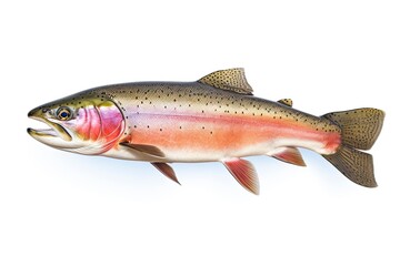 A vibrant rainbow trout fish with its mouth wide open created with Generative AI technology - obrazy, fototapety, plakaty
