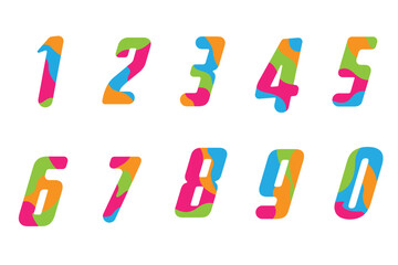 A set of decorative colorful numbers design isolated on white background