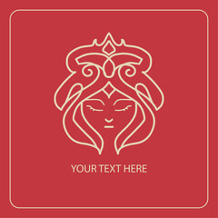 Vector Logo Head Beauty With Red Background