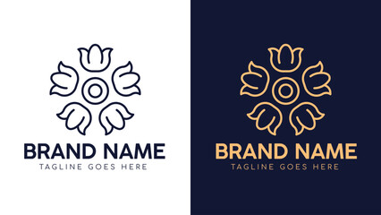 Floral ornament logo design abstract logo with two different color and vector design