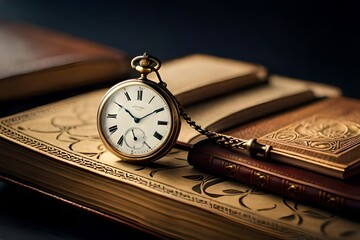 old pocket watch and book