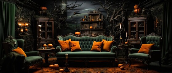 Interior Design during Halloween Event. Creepy Design.