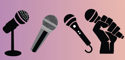 microphone or mic with isolated on gradient background vector illustration