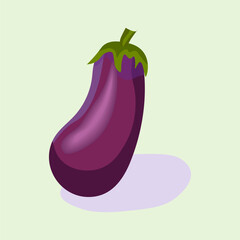 Bright eggplant, autumn vegetable, vector illustration