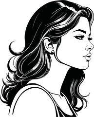 Elegant Stylish Girl Profile Vector Illustration