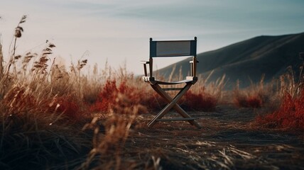 Directors chair in nature - obrazy, fototapety, plakaty