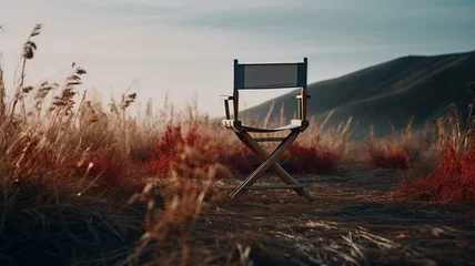 Fotobehang Directors chair in nature © Karen