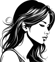 Elegant Stylish Girl Profile Vector Illustration