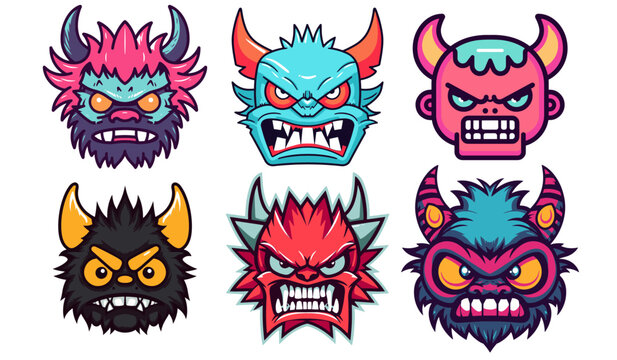 Badass Monster Heads Vector Set