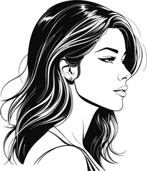 Elegant Stylish Girl Profile Vector Illustration