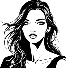 Elegant Stylish Girl Profile Vector Illustration