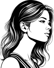 Elegant Stylish Girl Profile Vector Illustration