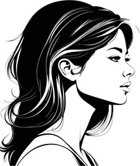 Elegant Stylish Girl Profile Vector Illustration