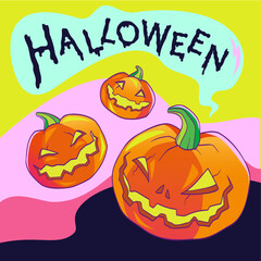 halloween background with comic pumpkins