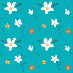 floral pattern with blue background