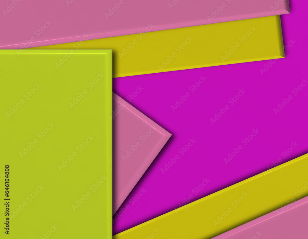 Poster multicolored layers with shadow, 3d rendering illustration
