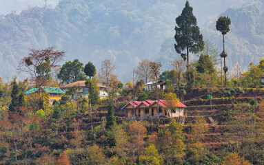 Rural Himalayan village Kolkakham, on the mountain slopes at Kalimpong, India