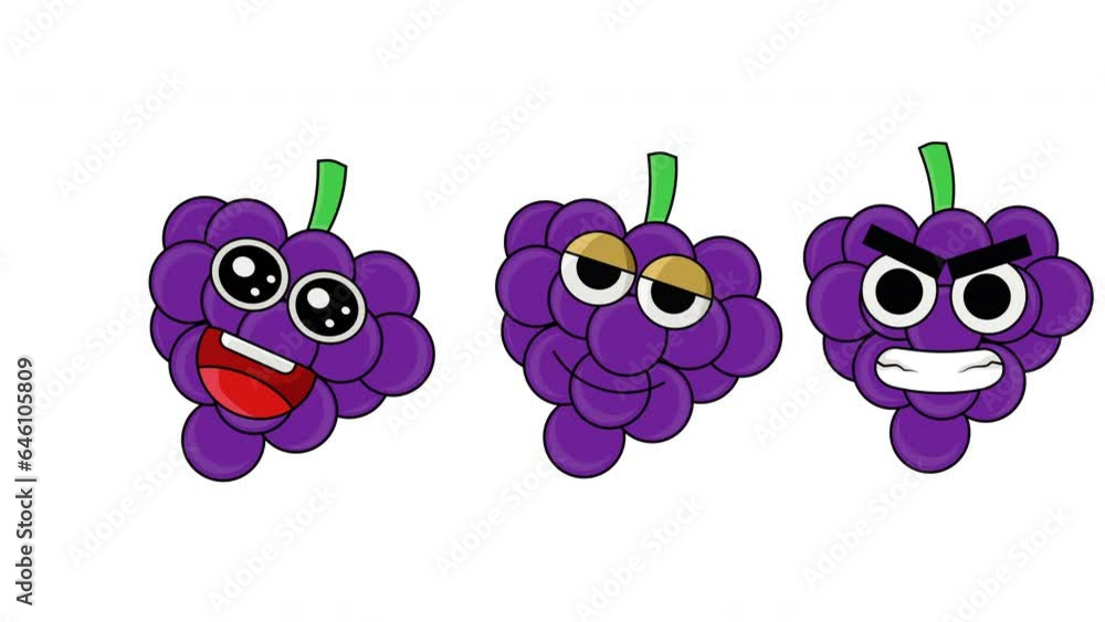 Canvas Prints animated video of a smiling grape character