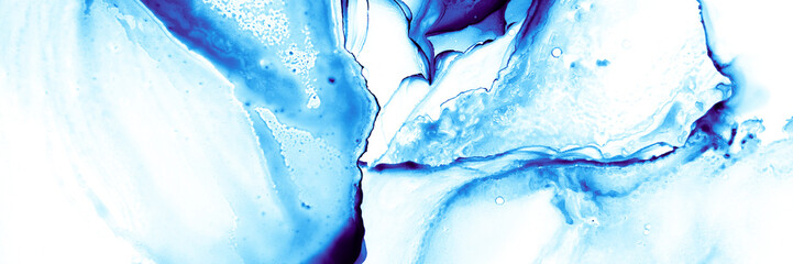 Blue Alcohol Ink. Cool Acrylic Wallpaper. White