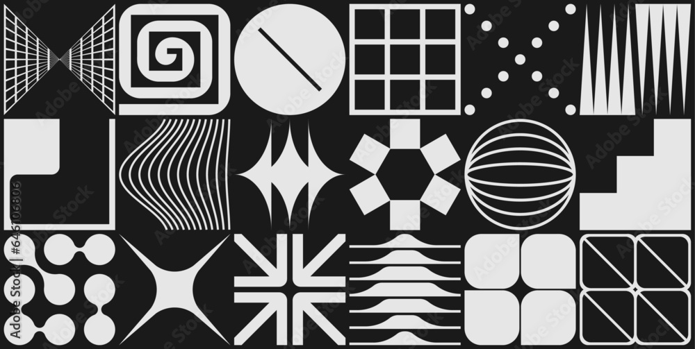 Wall mural black geometric background with abstract and futuristic elements.