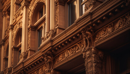 Obraz premium Medieval Gothic architecture of famous old cathedral with ornate decoration generated by AI