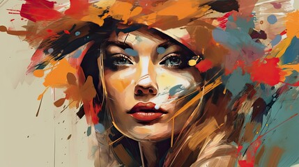 An abstract painting of a model. This is perfect for prints and backgrounds, wallpapers, and so much more. © Dreamers Artists
