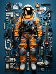 In the Astronaut's Workshop: Gear in Knolling Splendor
