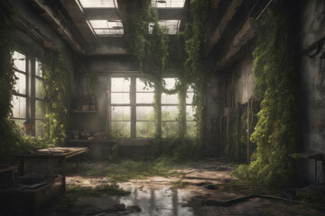 interior of a post apocalyptic building