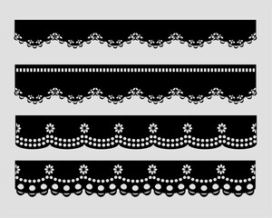 vector template lace cotton border set fabric eyelet trim.