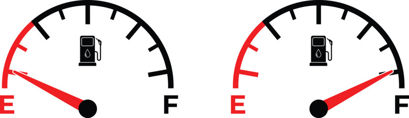 Empty and Full Fuel Gauge, Gas Pump Icon