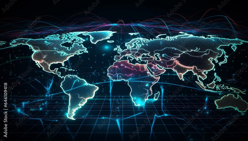 Poster global communications connect the world through technology and internet generated by ai