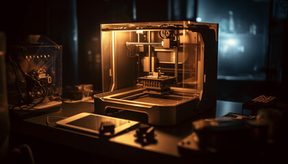 Naklejka premium Manufacturing equipment in a factory making coffee with machinery generated by AI