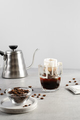 Drip Coffee Bag in a Cup, Quick Way to Brew Ground Coffee Using Paper Type Filter