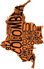 Colombia map typographic map colombia south america latin america