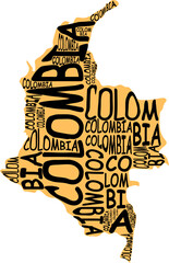 Colombia map typographic map colombia south america latin america