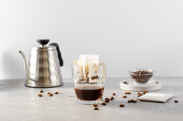 Drip Coffee Bag in a Cup, Quick Way to Brew Ground Coffee Using Paper Type Filter