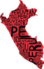 Peru map typographic map Peru south america latin america