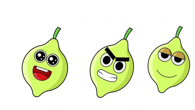Cute lemon emoticon animation