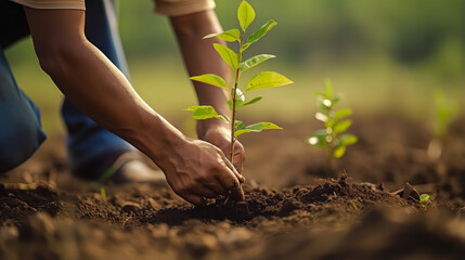Planting Trees and Plants for environment, climate-friendly trees, eco friendly, green living, community garden, Generative AI