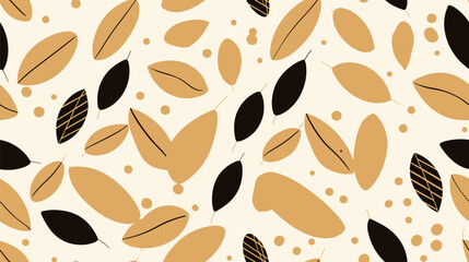 Leaf pattern with brown and black colored leaves, 2d vector illustration, abstract background.