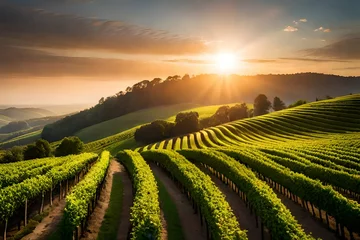 Fotobehang vineyard in the morning © sharoz arts 