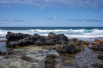 Fototapeta na wymiar Waves breaking on Gris Gris Beach, Souillac, Mauritius