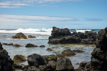 Fototapeta na wymiar Waves breaking on Gris Gris Beach, Souillac, Mauritius