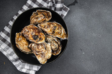 oyster shell fresh seafood clam oysters meal snack on the table copy space food background rustic top view