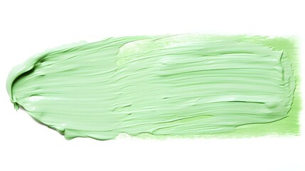 Isolated light green Brush Stroke on a white Background. Acrylic Paint Texture with Copy Space 
