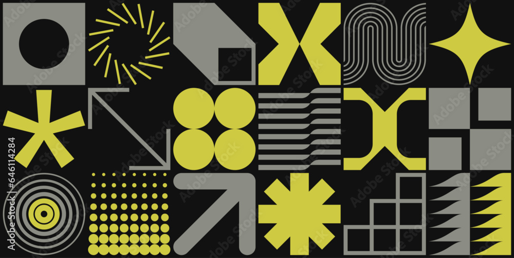 Wall mural trendy abstract geometric vector design with modernist shapes and elements.
